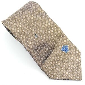 VERSACE Mens Necktie‎ 61" Medusa Gold Geo Squares Made In Italy